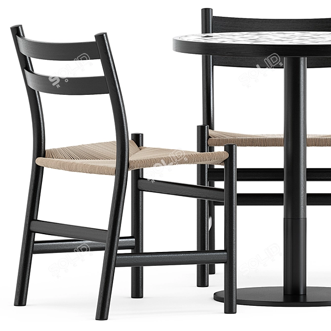Scandinavian Charm: CH46 & CH47 Chairs + Briscola Table 3D model image 3