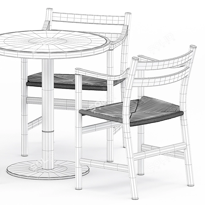 Scandinavian Charm: CH46 & CH47 Chairs + Briscola Table 3D model image 5