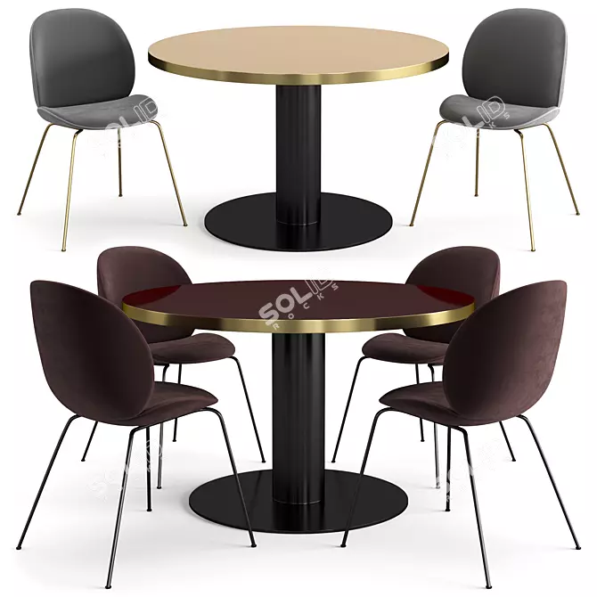 Stylish Gubi Beetle Dining Set 3D model image 1