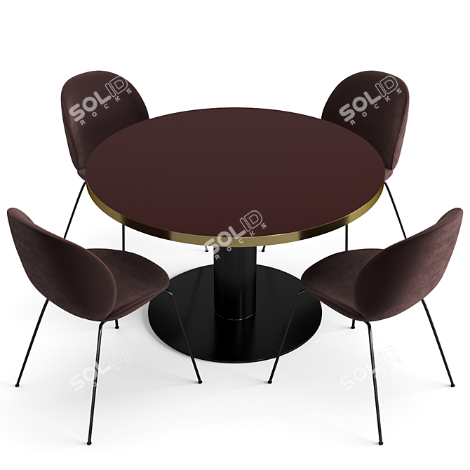 Stylish Gubi Beetle Dining Set 3D model image 2