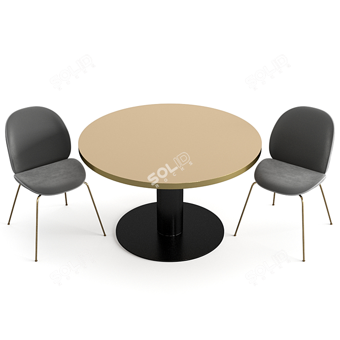 Stylish Gubi Beetle Dining Set 3D model image 3