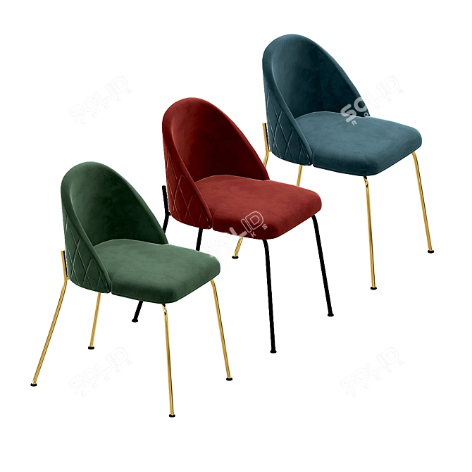 Elegant Velvet Grey Dining Chair 3D model image 3