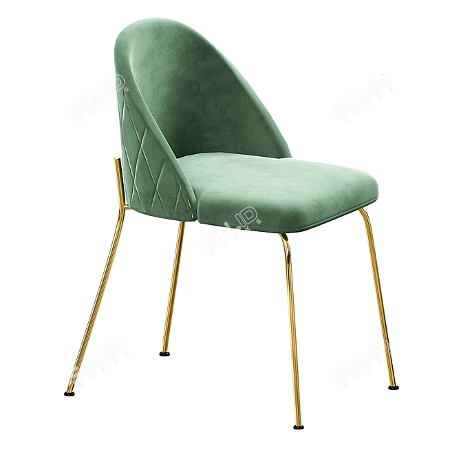 Elegant Velvet Grey Dining Chair 3D model image 4