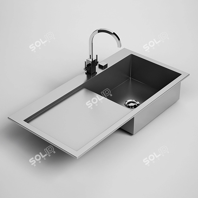 Modern Sink with Faucet 3D model image 1