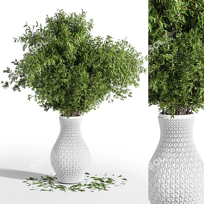 Green Branch Plants in Vase 3D model image 5