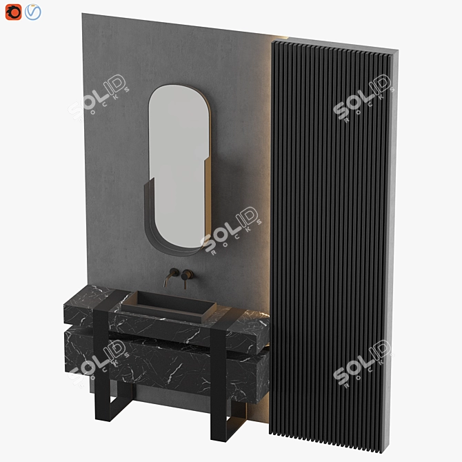 Sleek Gray Bathroom Design 3D model image 3