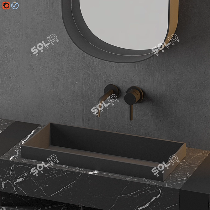Sleek Gray Bathroom Design 3D model image 4