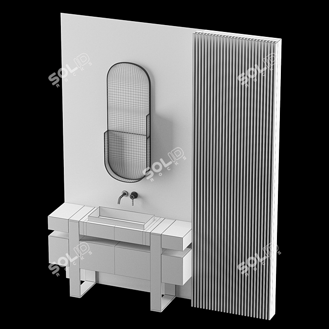 Sleek Gray Bathroom Design 3D model image 5