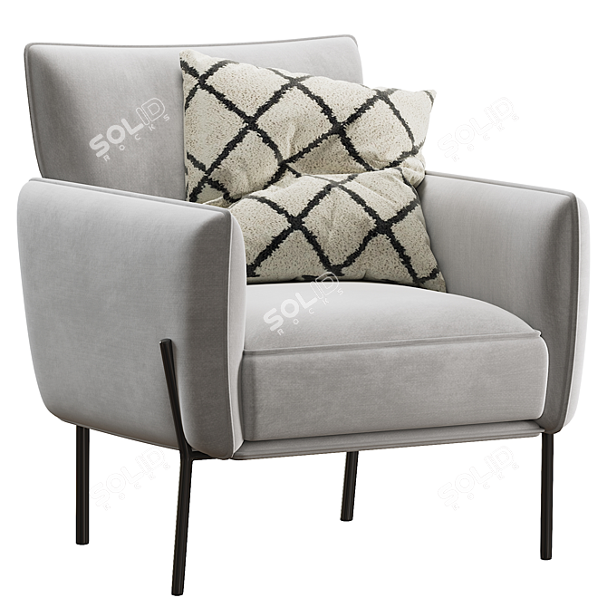 Modern White Accent Chair 3D model image 1