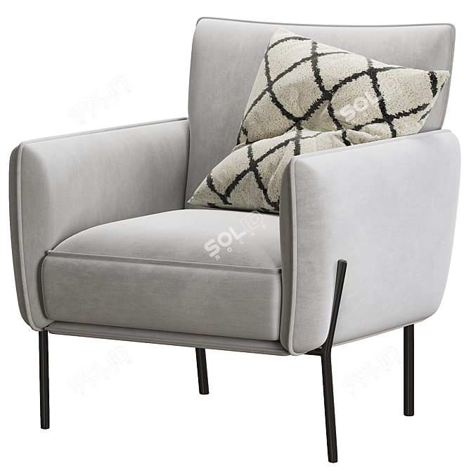 Modern White Accent Chair 3D model image 2