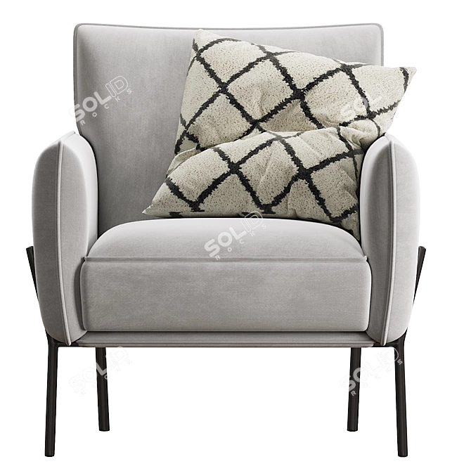 Modern White Accent Chair 3D model image 3