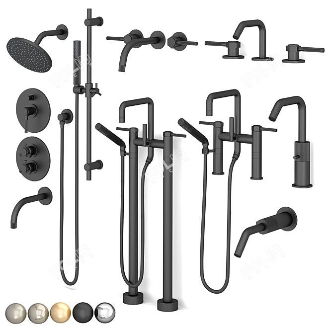 Sutton Rejuvenation Bath Faucets & Shower Set 3D model image 1