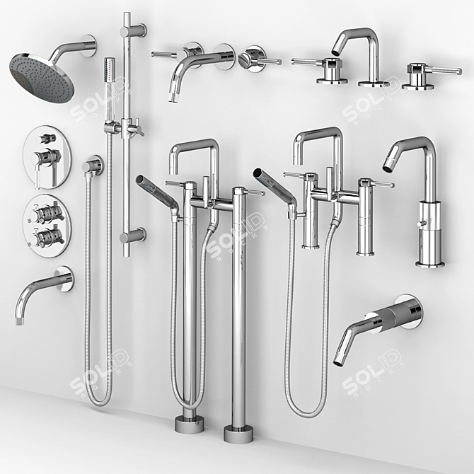 Sutton Rejuvenation Bath Faucets & Shower Set 3D model image 2