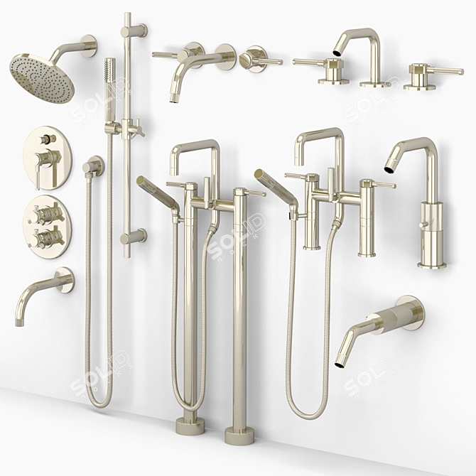 Sutton Rejuvenation Bath Faucets & Shower Set 3D model image 5