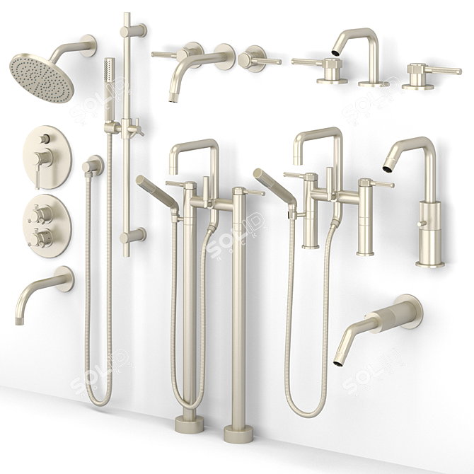 Sutton Rejuvenation Bath Faucets & Shower Set 3D model image 6