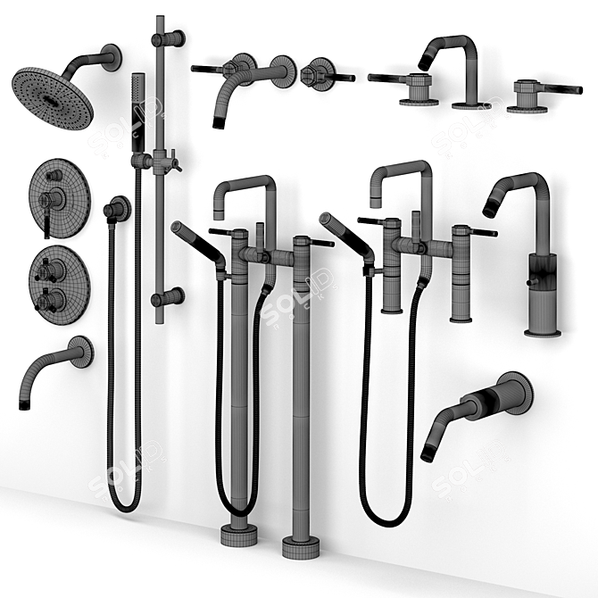Sutton Rejuvenation Bath Faucets & Shower Set 3D model image 7