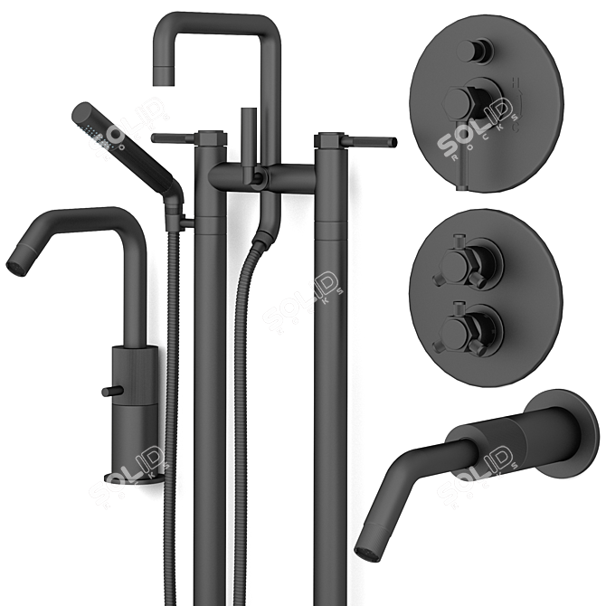 Sutton Rejuvenation Bath Faucets & Shower Set 3D model image 8