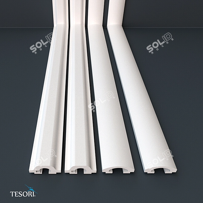 Stylish Recessed Ceiling Moldings 3D model image 1