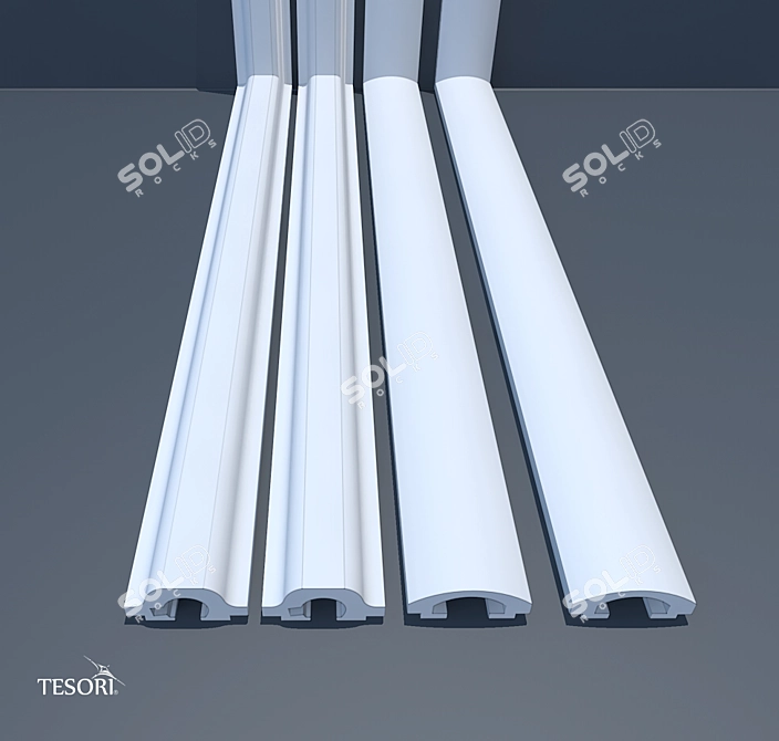 Stylish Recessed Ceiling Moldings 3D model image 3