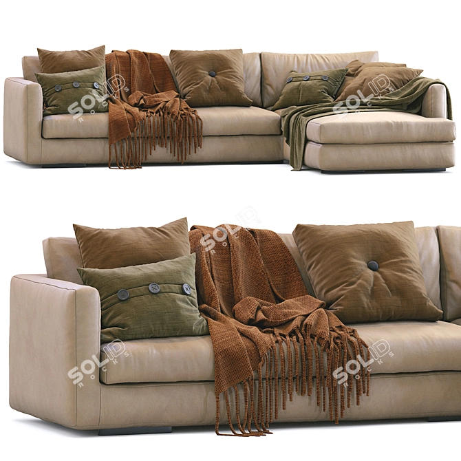 Luxury Flexform Leather Sofa: Magnum 3D model image 1