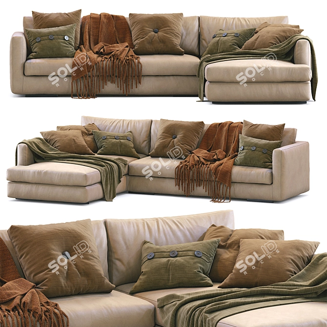 Luxury Flexform Leather Sofa: Magnum 3D model image 2