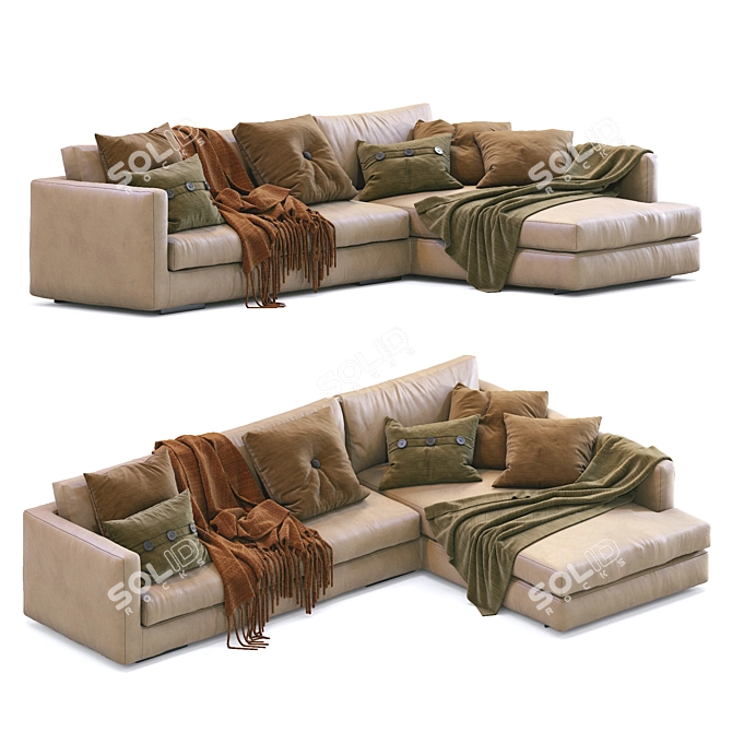 Luxury Flexform Leather Sofa: Magnum 3D model image 3