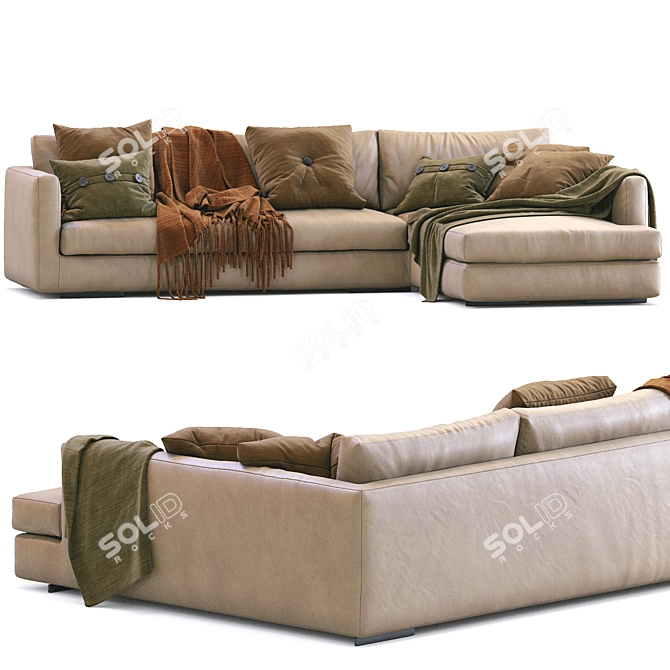 Luxury Flexform Leather Sofa: Magnum 3D model image 6