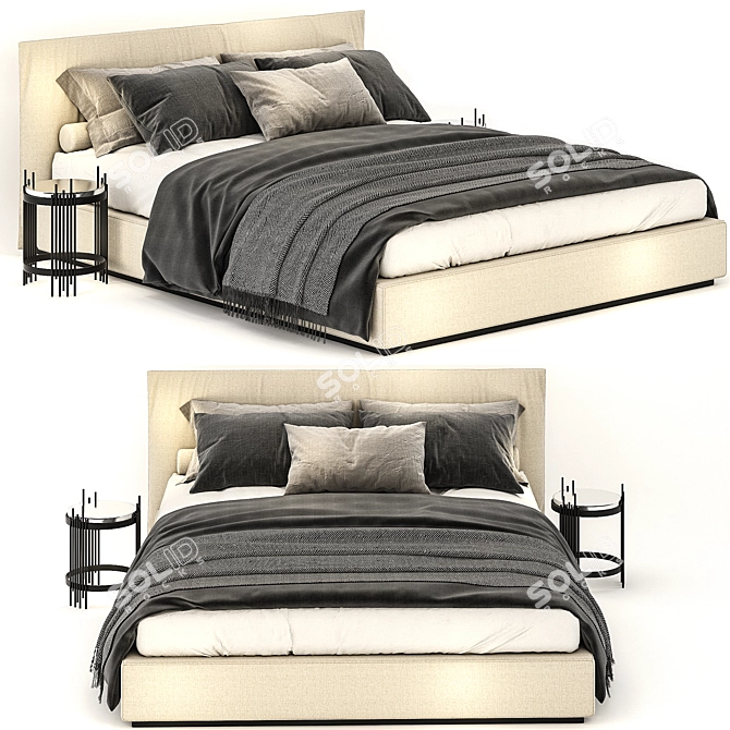 Meridiani Scott Bed 1 - Modern Designer Piece 3D model image 2