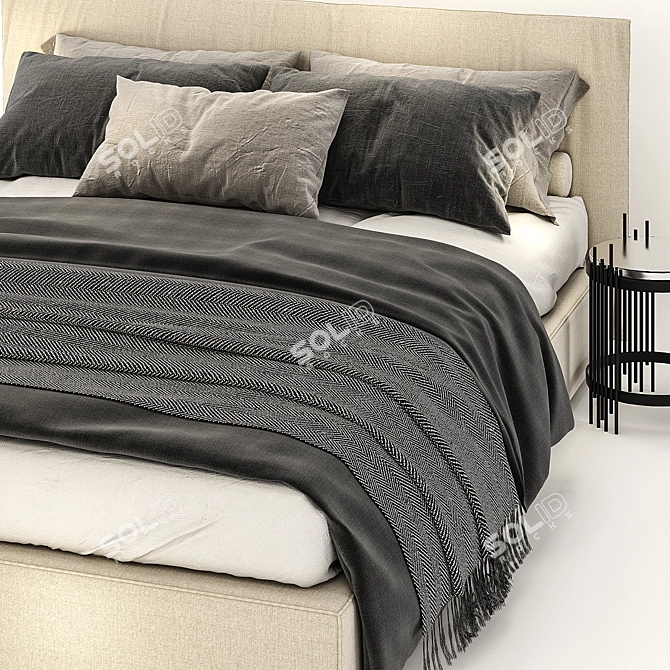 Meridiani Scott Bed 1 - Modern Designer Piece 3D model image 3