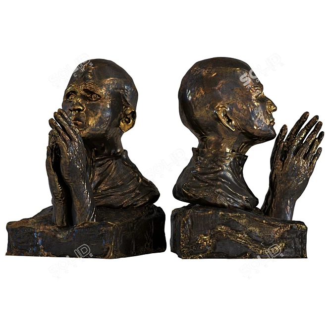 Divine Reverence: Praying Sculpture 3D model image 1