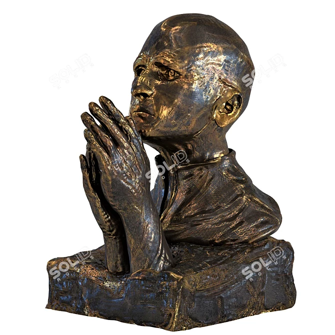 Divine Reverence: Praying Sculpture 3D model image 2