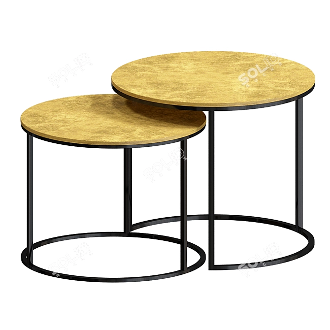 Elegant Marbled Nesting Tables 3D model image 2