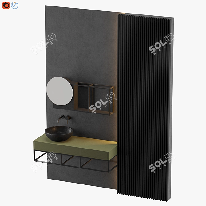 Modern Gray Bathroom Design 3D model image 3