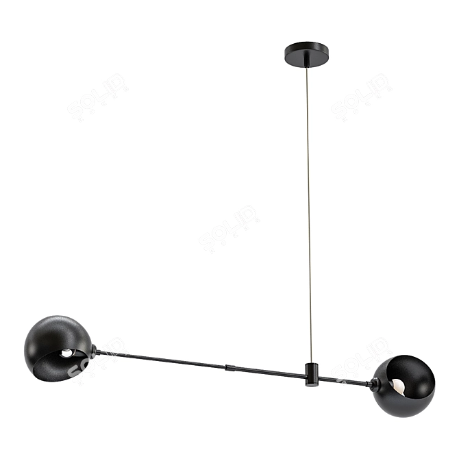 Modern Ceiling Lamp with 2 Shades 3D model image 1