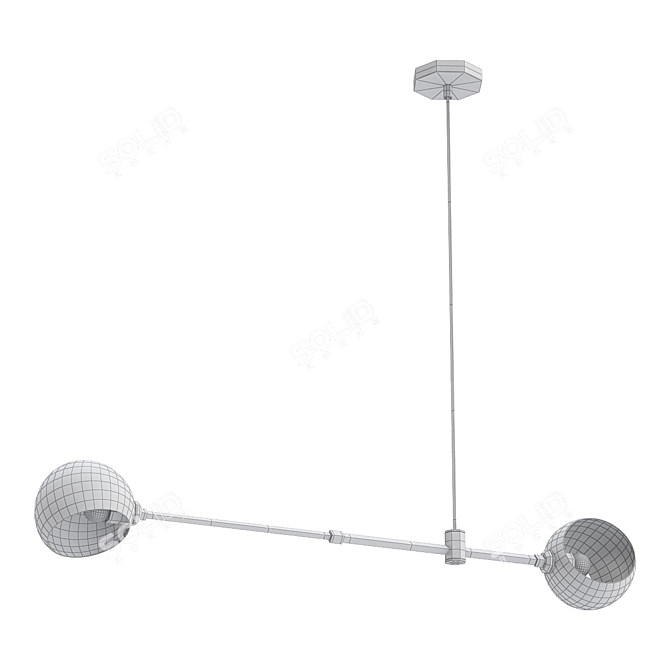 Modern Ceiling Lamp with 2 Shades 3D model image 2