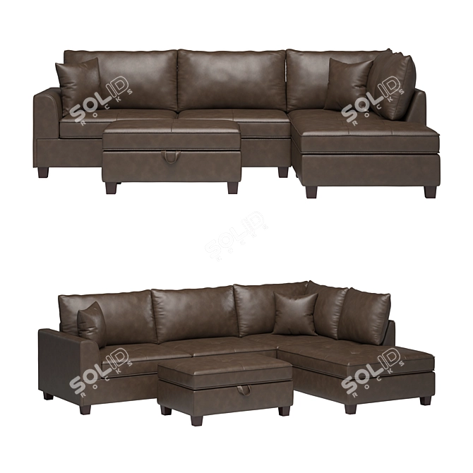 Luxury Sofa & Ottoman Set 3D model image 1