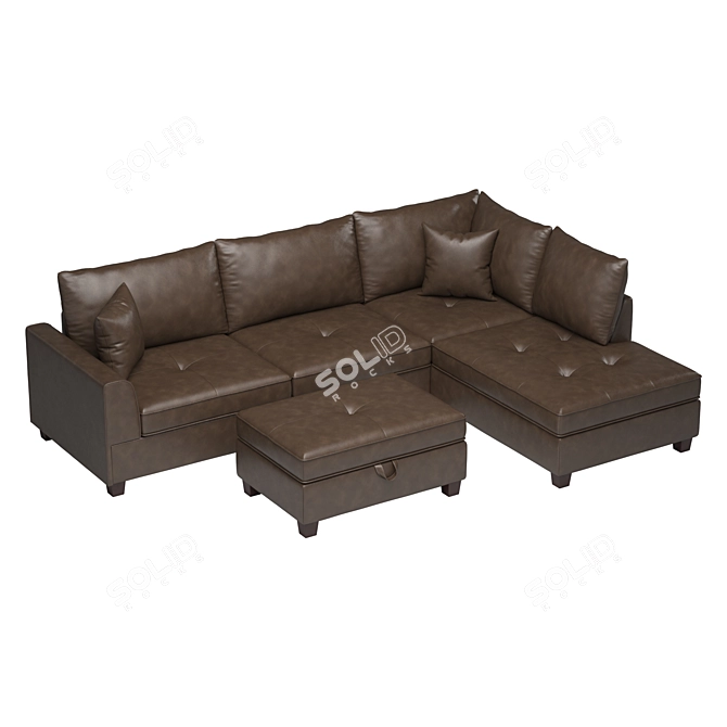 Luxury Sofa & Ottoman Set 3D model image 2
