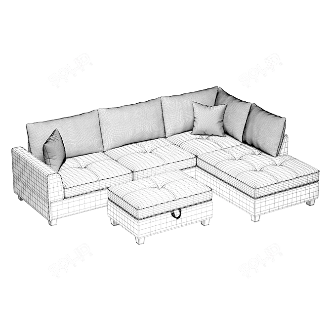 Luxury Sofa & Ottoman Set 3D model image 3