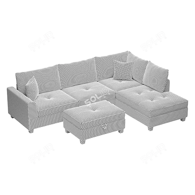 Luxury Sofa & Ottoman Set 3D model image 4