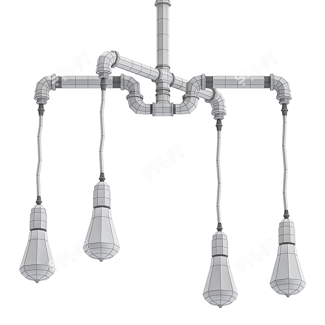 Industrial Water Pipe Chandelier 3D model image 2