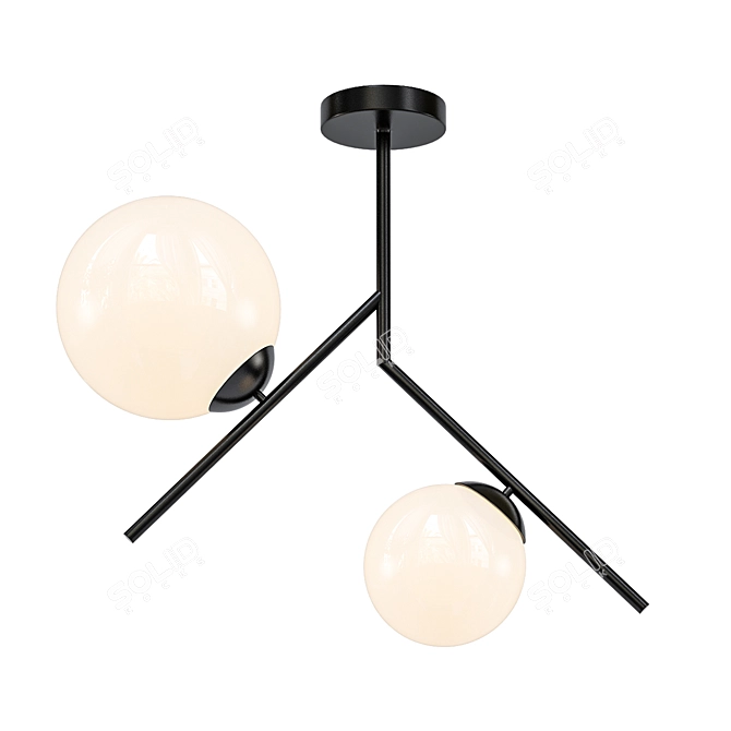 Elegant Opaque Glass Spheric Ceiling Lamp 3D model image 1