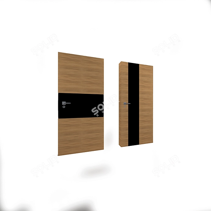 Modern 2.2m High Poly Doors 3D model image 2