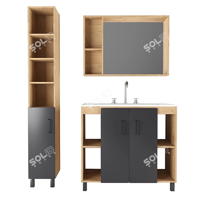 Industrial Loft Bathroom Furniture 3D model image 1