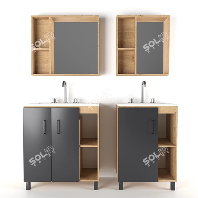 Industrial Loft Bathroom Furniture 3D model image 4