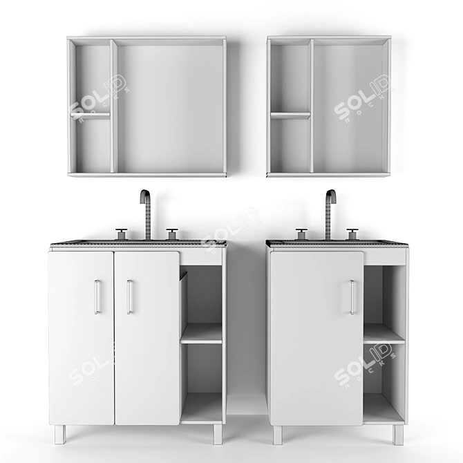 Industrial Loft Bathroom Furniture 3D model image 5