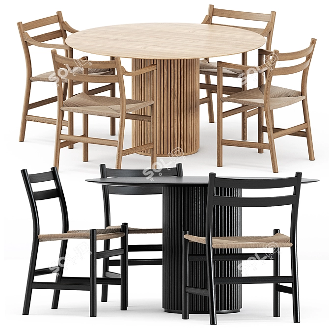 Scandinavian Elegance: CH46 & CH47 Chairs + Palais Royal Table 3D model image 1