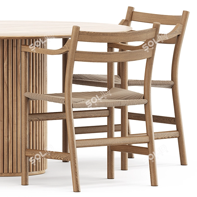 Scandinavian Elegance: CH46 & CH47 Chairs + Palais Royal Table 3D model image 2