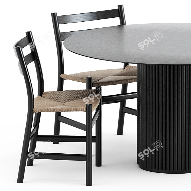 Scandinavian Elegance: CH46 & CH47 Chairs + Palais Royal Table 3D model image 3