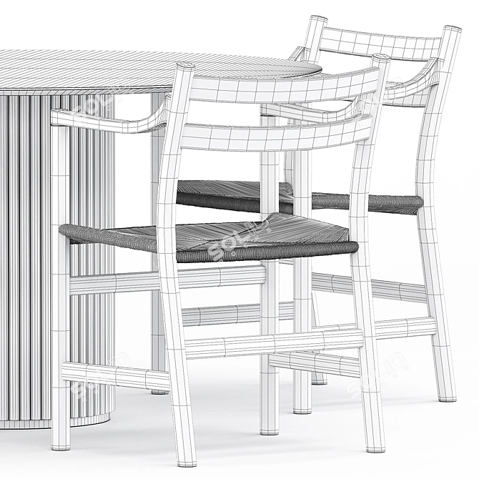 Scandinavian Elegance: CH46 & CH47 Chairs + Palais Royal Table 3D model image 5