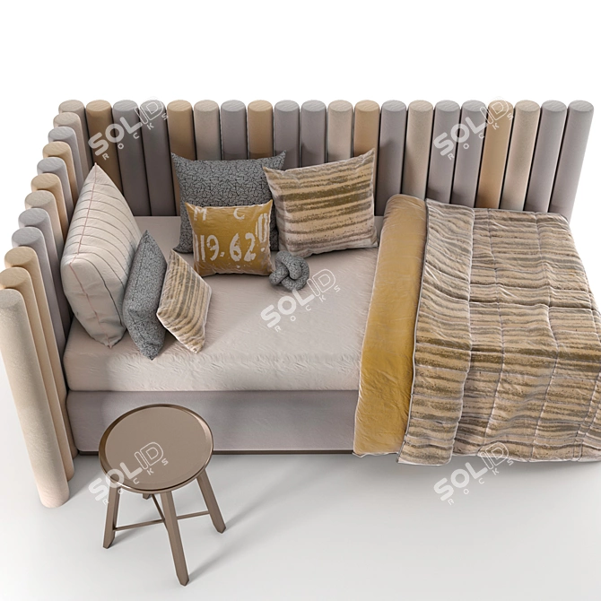 Modern Day Bed Set with 5 Color Textures 3D model image 2